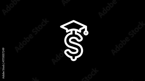 Education cost and financial aid icon, representing student loans, university tuition, academic investment, and college funding