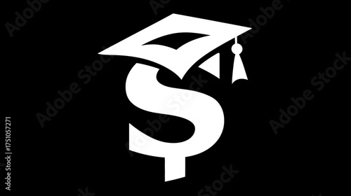 Graduation Cap on Dollar Sign Icon: Symbolizing Education Costs, Student Loans, Financial Aid, and Scholarship Investment