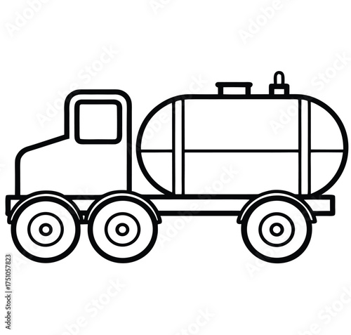 Illustration of a tanker truck, ready for coloring