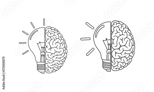 Conceptual fusion of brain and lightbulb symbolizing innovation and creative idea generation sparking new thoughts and solutions