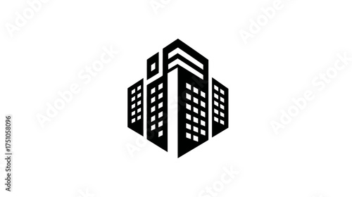 Modern Building Icon. Abstract Urban Cityscape Symbol. Architectural Graphic for Real Estate Development and Corporate Design.