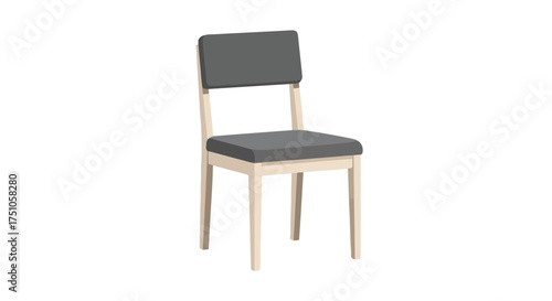 Isolated chair with padded seat and back, illustrating furniture design and contemporary home decor for interior visuals showcasing seating elements