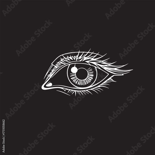 Vector art of close up of a woman eye with long lashes illustration.