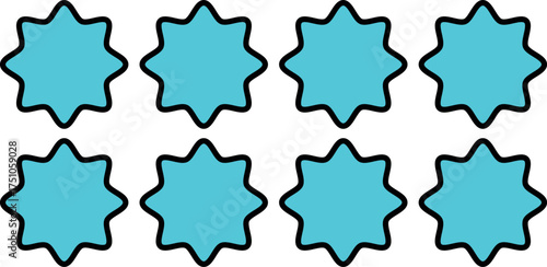 Minimalist Star Icons Collection: Elegant Linear Flat Design in Black Line Paste for Ratings, Achievements, and Highlights – Vector Illustration