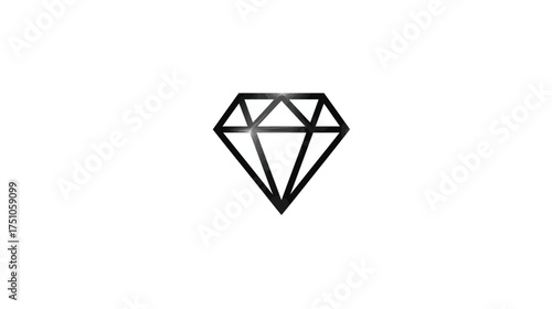 Minimalist black outline diamond icon on white background, a symbol of luxury, value, and elegance, graphic design element