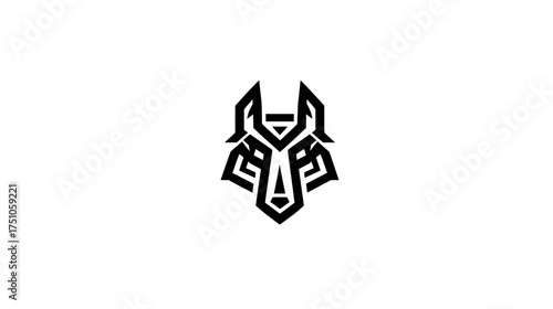 Geometric minimalist black wolf head illustration. Modern polygonal abstract animal icon design for logo or graphic resource.