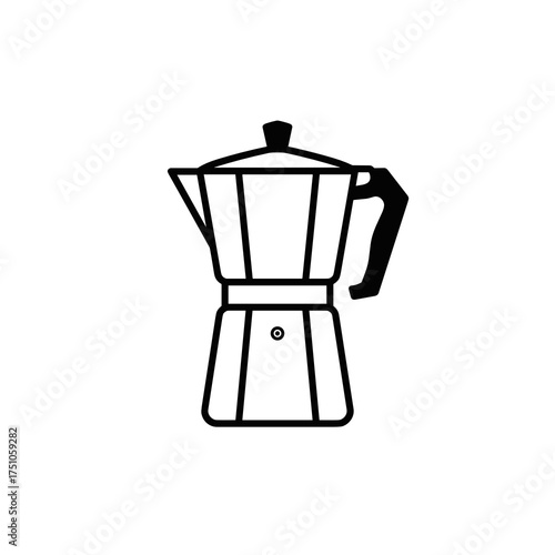 Coffee maker in classic design with handle and lid  
