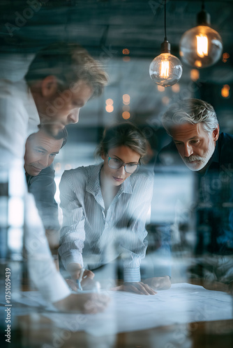 Team collaboration in a modern office space during a brainstorming session