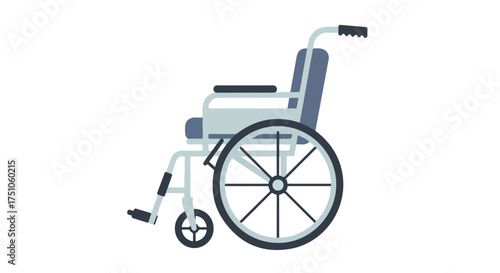 Illustration of a Lightweight Manual Wheelchair, Assistive Device for Mobility, Isolated on White Background