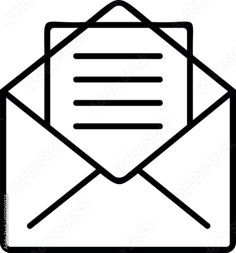 Minimalist Envelope with Letter Vector Icon for Email and Communication