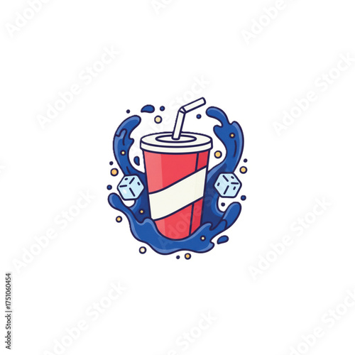  Refreshing Soda Splash with Ice Cubes