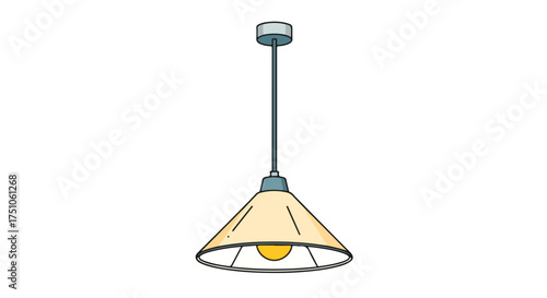 Stylized hanging light fixture illustration with a soft color palette and simple linework, suitable for interior design visuals  or home decor