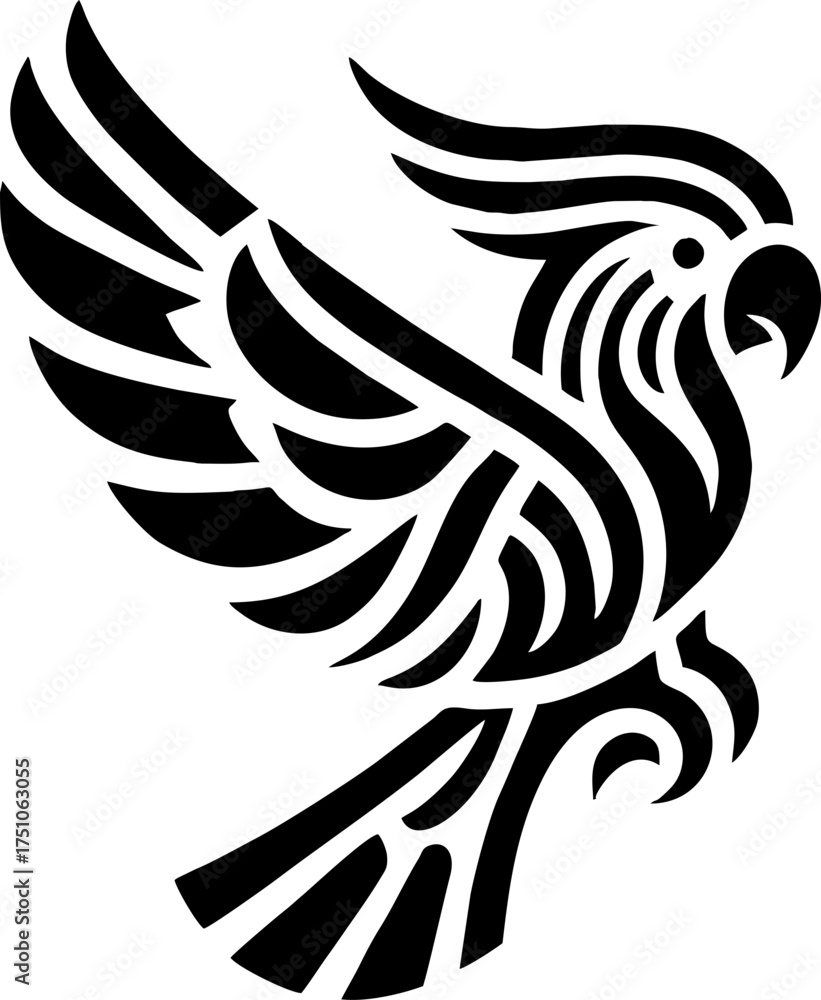 Obraz premium Bold Mexican Tribal Cockatoo Vector Silhouette