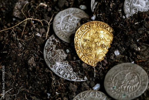 Ancient coins of the Polish King Sigismund III Vasa.A hoard of medieval European gold and silver coins.Numismatics.Collection of old coins.Antikvariat.