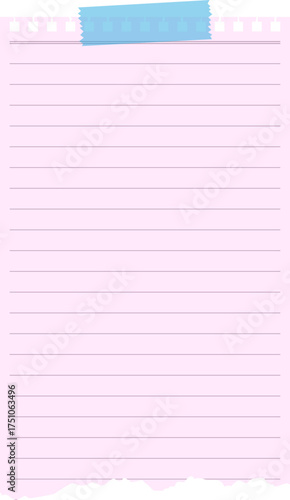 Lined Paper with Blue Tape Illustration