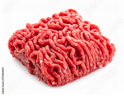Raw Ground Beef Heap Isolated on White Background