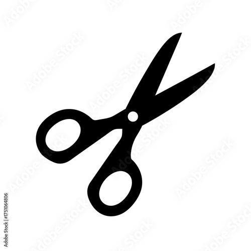 Simple open black silhouette scissors isolated cut craft tool design graphic symbol icon