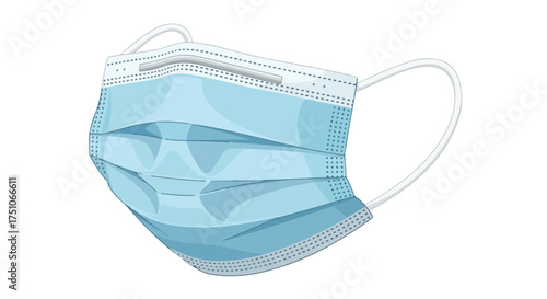 Protective blue surgical mask illustration against viruses and bacteria spreading, a vital tool for safeguarding respiratory health and well-being