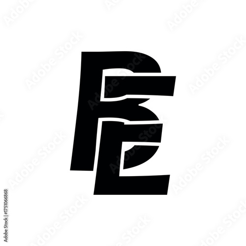 Bold Interlocking BE Letter Monogram Logo Design – Initial Typography Mark for Sports or Urban Branding Vector