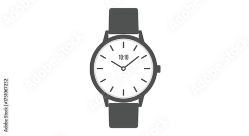 A Simple Analog Watch Vector Illustration Displaying 10:10 Time, Ideal for Design Projects, With a Clean and Minimalist Aesthetic Suited for