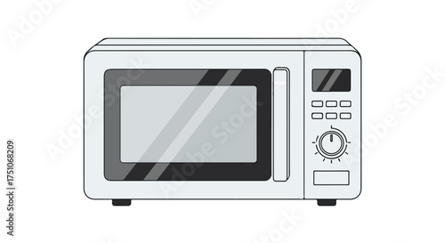 Depiction of an electric microwave oven, featuring a modern design and user-friendly controls, rendered against a clean backdrop 150 characters