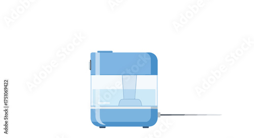 Illustration depicting a light blue ultrasonic humidifier, symbolizing indoor air quality management and improved respiratory health for wellbeing