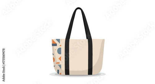 Chic tote bag illustration displaying a contemporary geometric pattern offering versatility for everyday use and sustainable fashion awareness