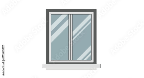 A clean vector illustration of a classic double-hung window with neutral tones showcases minimalist design and architectural element offering a