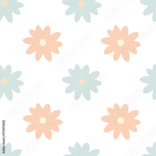 Colorful seamless floral pattern with pink flowers and decorative spring design