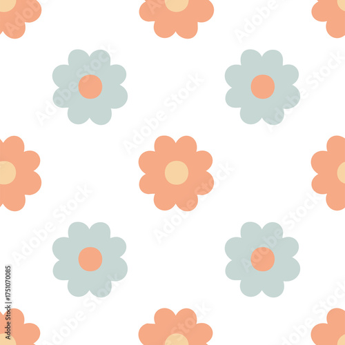 Colorful seamless floral pattern with pink flowers and decorative spring design