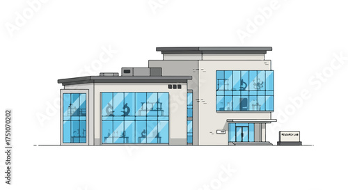 Sleek and modern research laboratory building showcasing advanced scientific equipment and promising innovation and discovery exploration