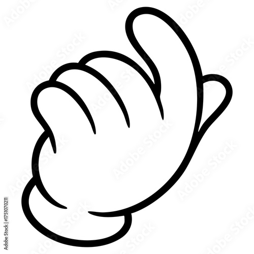 Cartoon White Gloved Hand Beckoning Gesture With Curled Fingers and Extended Index Finger