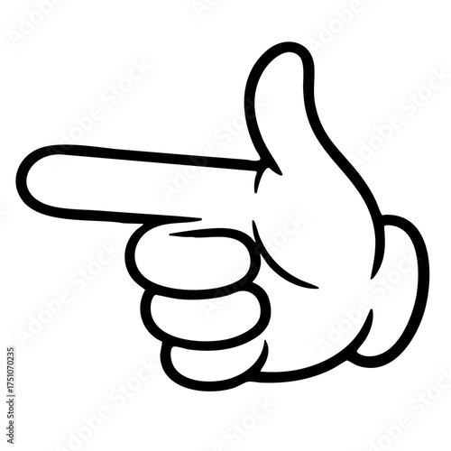 White Cartoon Glove Hand Pointing to the Left Direction