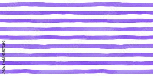 Beautiful seamless pattern with purple watercolor stripes. hand painted brush strokes, striped background. Vector illustration.
