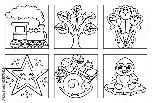 Coloring page outlines for children steam train locomotive with smoke coming out of chimney transport vehicle