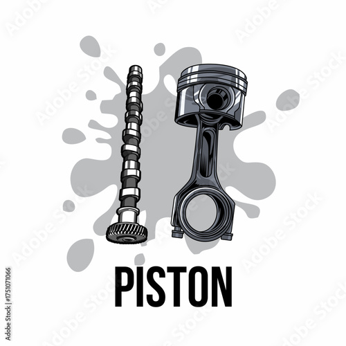 motorcycle piston vector illu...