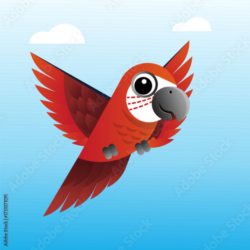 cute parrot flying vector ill...