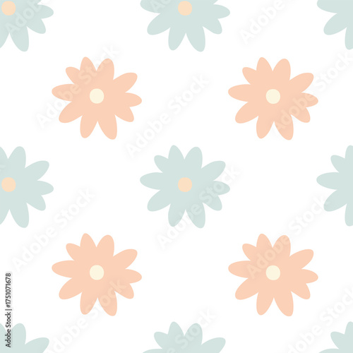 Colorful seamless floral pattern with pink flowers and decorative spring design