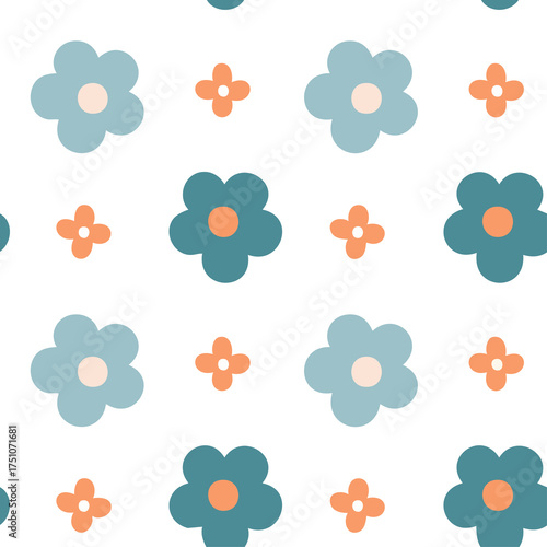 Colorful seamless floral pattern with pink flowers and decorative spring design