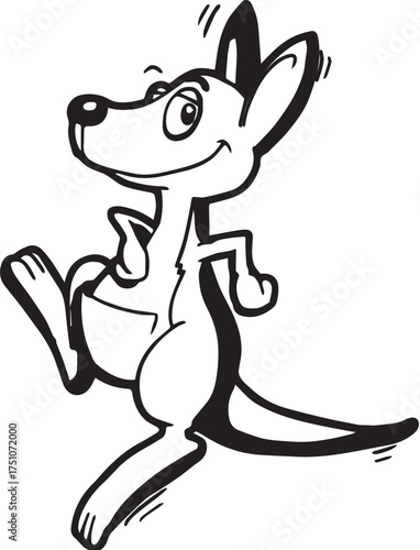 kangaroo cartoon waving