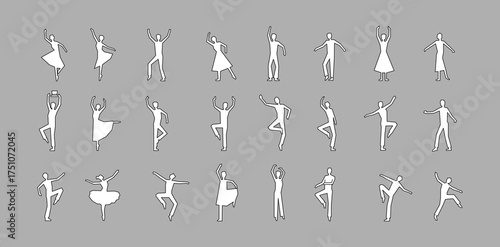 CAD drawings. Set of people dancing in motion, blocks for architecture and landscaping. Sketch people illustrations, people vector illustration. Floor Plans,  hand drawn, Elevations, Sections.