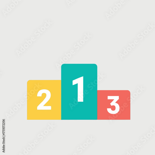 A vector illustration vector art of a colorful podium with numbers 1, 2, and 3 on a