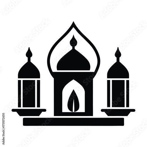 Arabic candle set silhouette icon