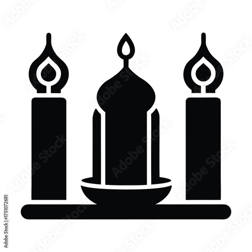 Arabic candle set silhouette icon