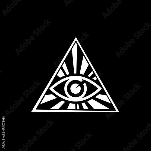 Sacred Masonic icon. All Seeing eye icon isolated on black background
