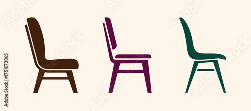 Flat line symbol set of chair icons