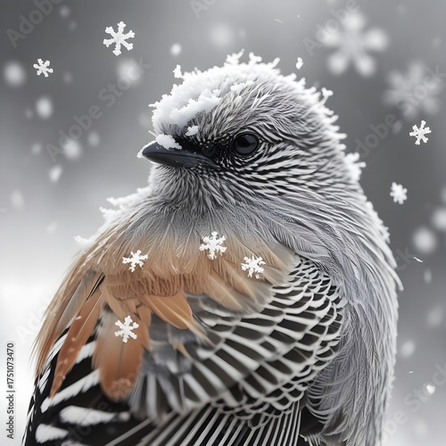 snowy owl in winter snowflake