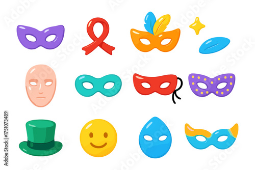 Colorful cartoon masks collection for festivals and celebrations