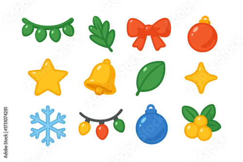 Colorful christmas icons: festive elements for holiday design projects