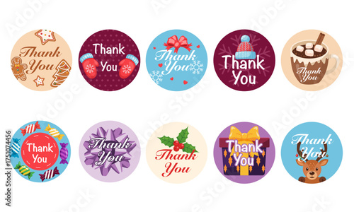 Christmas Winter Thank You Stickers Collection